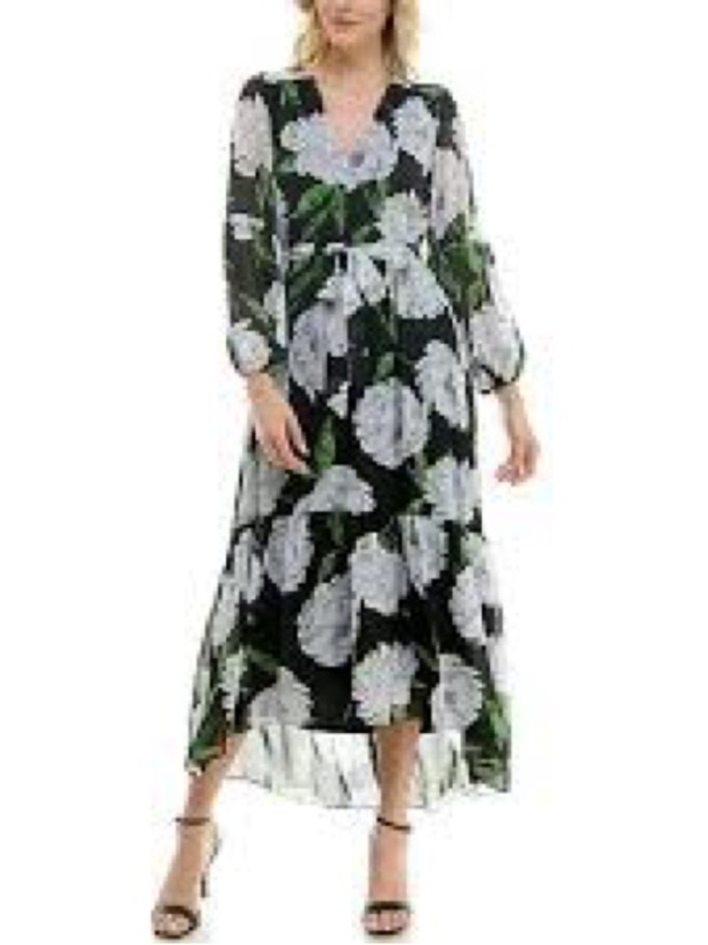 Taylor Black Maxi Dress with White Floral Print